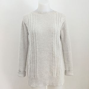 GAP Boyfriend Cable Knit Pullover, Cream, XS